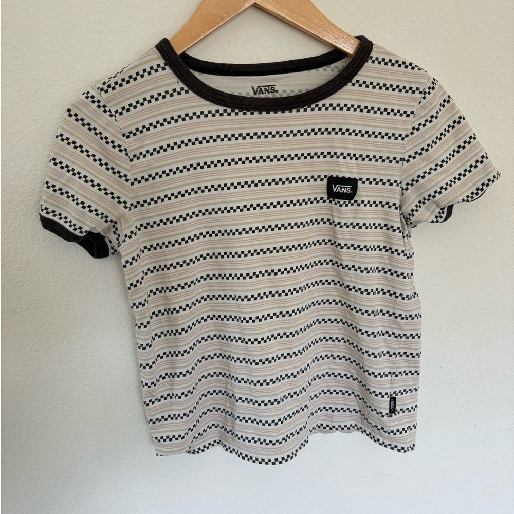 Vans Black & White Checker Stripe Kids Tee